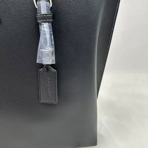 COACH Mollie Tote Large Size In Leather In Silver/Black CV968 NWT - Picture 10 of 12